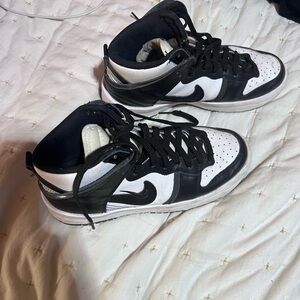Black and White high top Nike Dunks